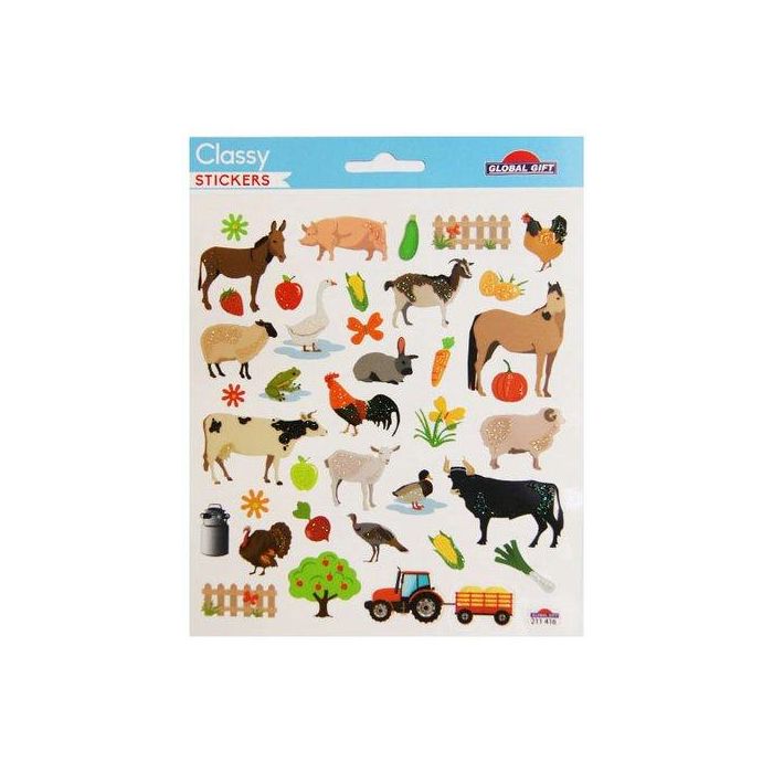 Stickers Grupo Global Gift Bolsa 1H Classy Animales Granja Glitter
