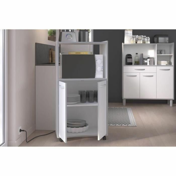 Oslo Carro de cocina L 60cm Blanco, 2 puertas, Melamina Mate, Patas Alu, 60x43x118 cm, Hecho en Francia 2 Oslo Carro de cocina L 60cm Blanco, 2 puertas, Melamina Mate, Patas Alu, 60x43x118 cm, Hecho en Francia 2