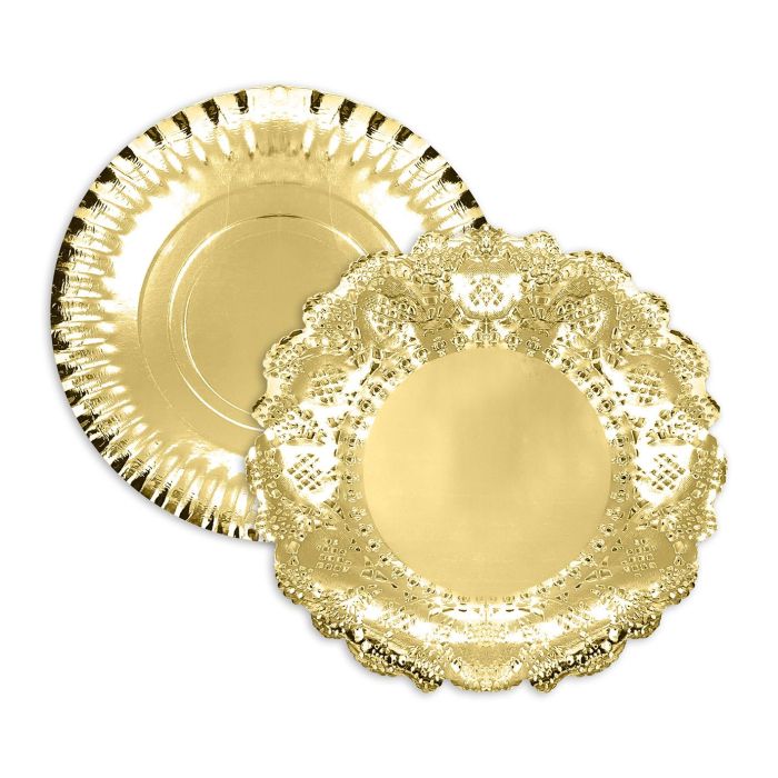 Bandeja Oro Redonda con Blonda 23 cm Algon (48 Unidades) 3 Bandeja Oro Redonda con Blonda 23 cm Algon (48 Unidades) 3