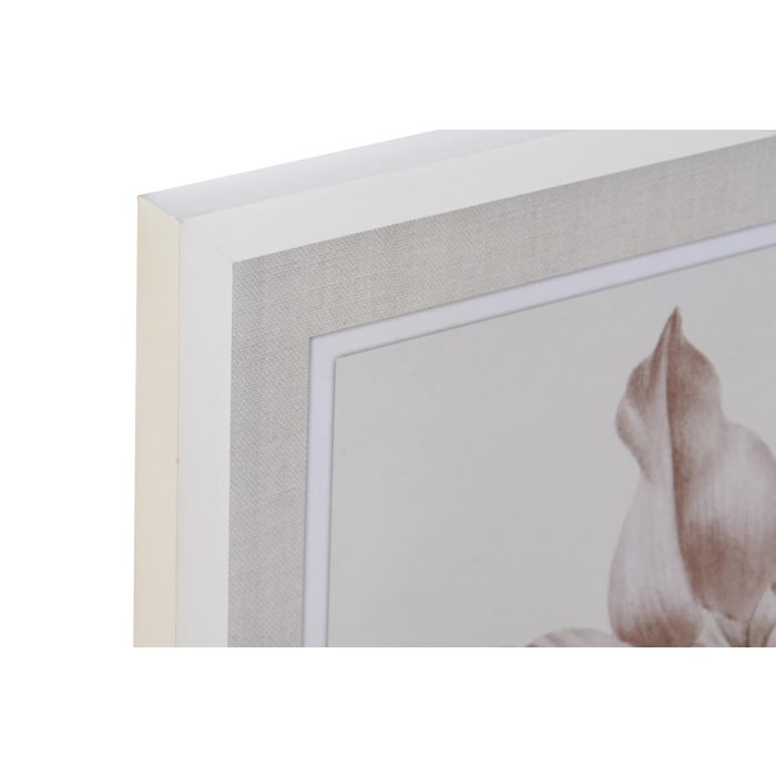 DKD Home Decor Cuadro Flores Blanco Beige Cristal Abedul 2.5 x 70 x 55 cm (4 Unidades) 1