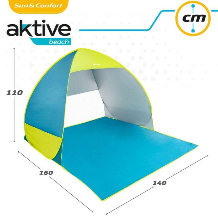 Paravientos Aktive Azul Verde Poliéster 160 x 110 x 140 cm 3 Paravientos Aktive Azul Verde Poliéster 160 x 110 x 140 cm 3