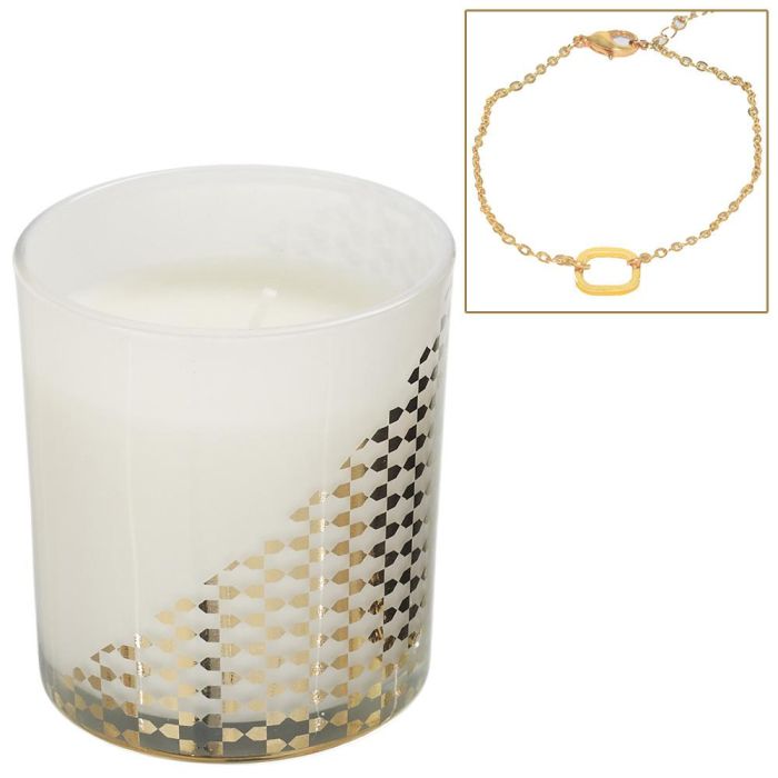 Home Deco Factory Bougie Vela Perfumada con Joya Dorada - Flor de Cerezo o Vainilla 3