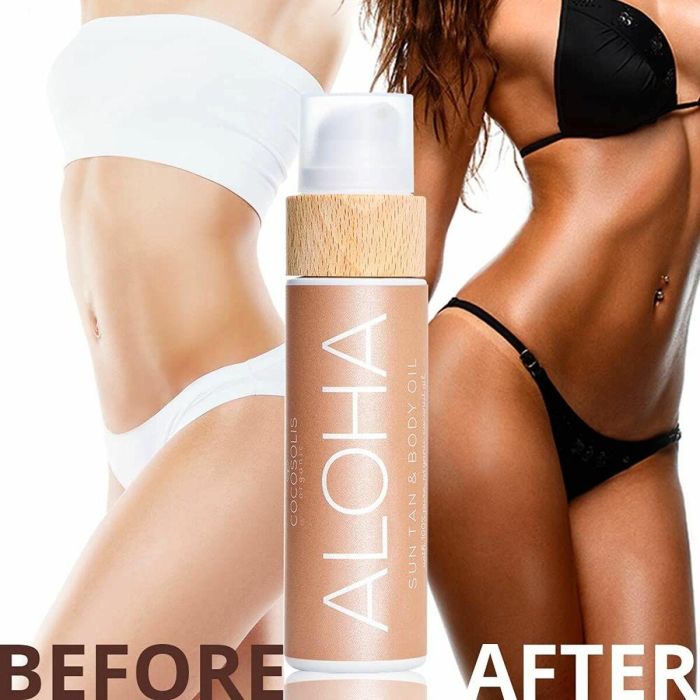 Cocosolis ALOHA Sun Tan & Body Oil - Aceite Bronceador e Hidratante Corporal | Bronceado Radiante, 4 Aceites Orgánicos 110 ml 1 Cocosolis ALOHA Sun Tan & Body Oil - Aceite Bronceador e Hidratante Corporal | Bronceado Radiante, 4 Aceites Orgánicos 110 ml 1