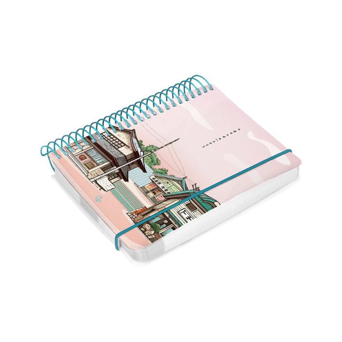 Agenda Espiral Liderpapel Santorini A6 2025 Dia Pagina Atardecer Rosa Papel 60 gr 2