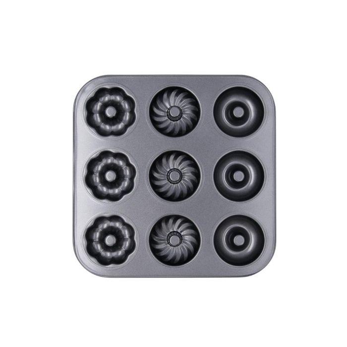 Molde 9 Donuts Acero Carbono Sweet Grey Quid 26,3x26,3x2,4 cm