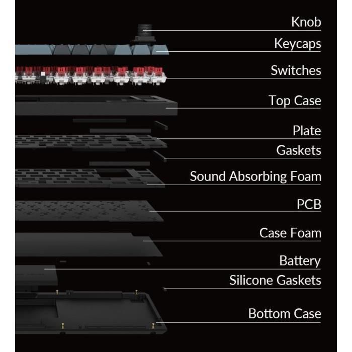 Keychron AAAQE93754 Teclado mecánico para juegos Q2 Pro ANSI con interruptor rojo y retroiluminación RGB 3