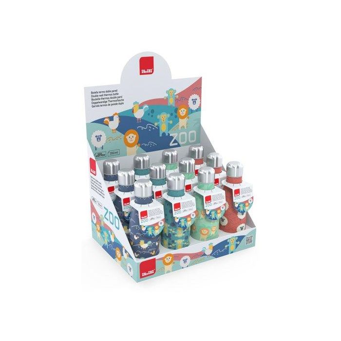 Botella Termo Acero Inox 350 Ml Zoo Expositor De 12