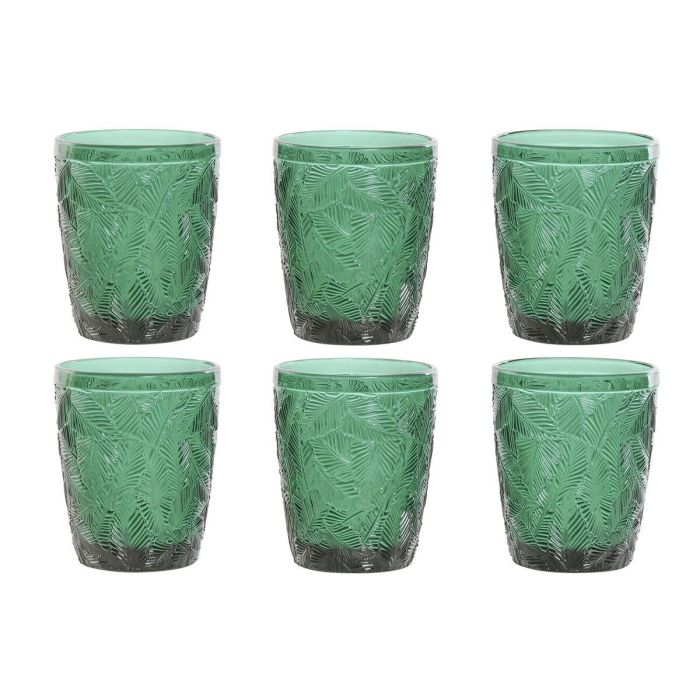 DKD Home Decor Vaso Verde Cristal 8 x 10 x 8 cm Set de 6 Colección Tropical Garbo