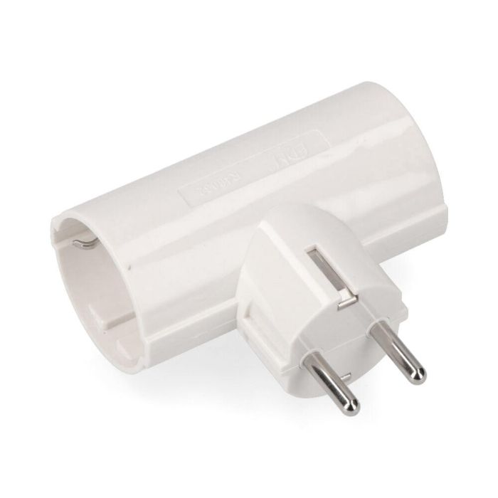 Adaptador doble 2p+t, 16a 250v~ , blanco (retractilado)