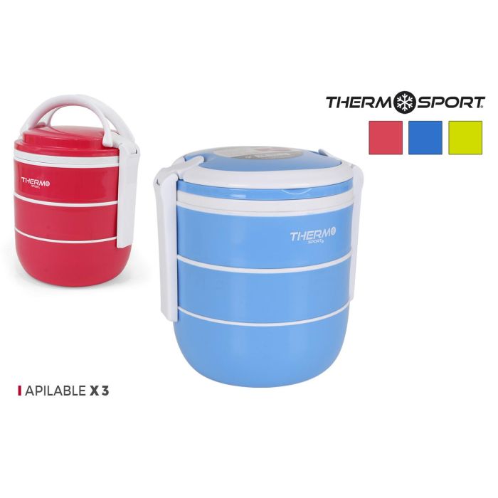 Thermosport Fiambrera Termo Apilable X 3, 15.5 x 19 x 19 cm (12 Unidades)