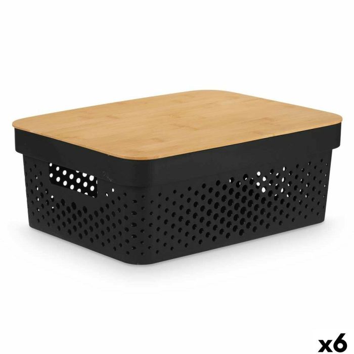 Caja Multiusos Kinvara CH52980 (26) Marrón Negro Bambú Polipropileno 35,7 x 14 x 26,2 cm (6 Unidades)