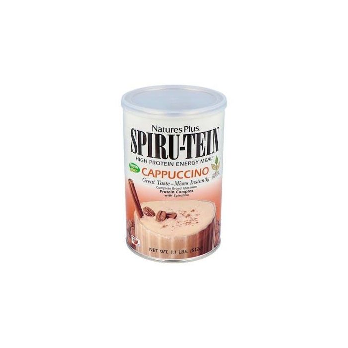 NATURES PLUS Spiru-Tein Cappuccino 544Gr. Batido de Proteína Vegetal con Espirulina para Deportistas y Control de Peso