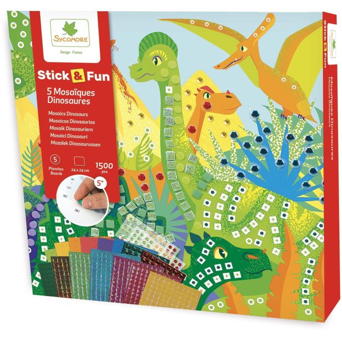 Sycomore Pinturas de Dinosaurios con Mosaico y Pegatinas, Kit Creativo para Niños