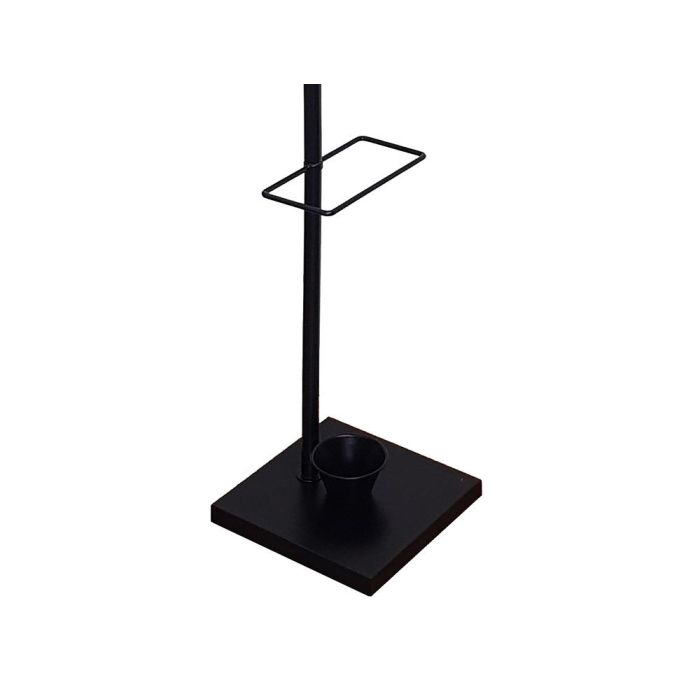 Perchero Metalico Q-Connect Negro Con Detalles De Madera 6 Colgadores Y Paraguero 174x28,5 cm 3