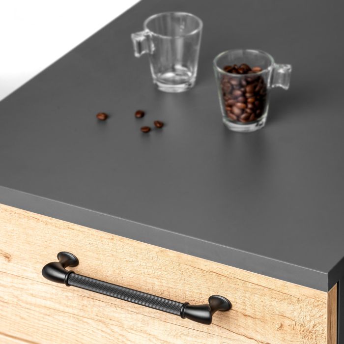 Emuca Lote de 20 tiradores para mueble Suez, L184mm, intereje 160mm, Aluminio, Pintado negro 2