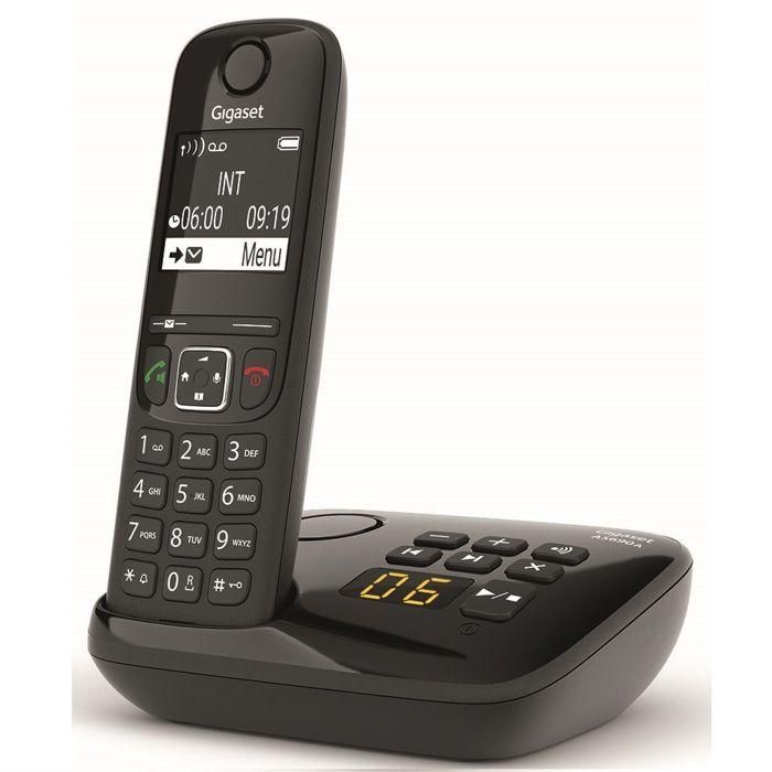 Gigaset AS690 A Teléfono Fijo Negro. Contestador automático (20min), Manos Libres HSP, Bloqueo de llamadas, Pantalla legible, Directorio 100 contactos. 1 Gigaset AS690 A Teléfono Fijo Negro. Contestador automático (20min), Manos Libres HSP, Bloqueo de llamadas, Pantalla legible, Directorio 100 contactos. 1