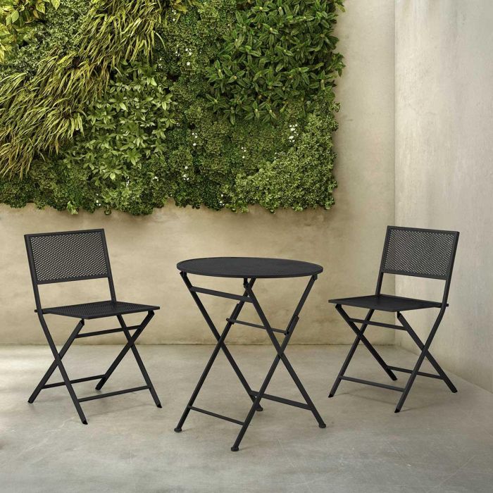 Set Mesa y 2 Sillas Negro Ibergarden - Mesa 60x60 cm, Sillas 41x51 cm 2