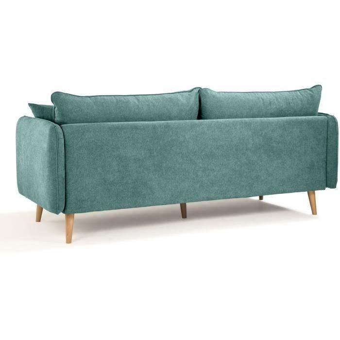 HEXAGON - Sofá Fijo de 3 plazas DAREN - Tela Azul - An. 207 x Pr. 90 x Al. 88 cm 5