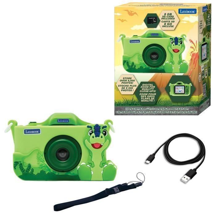 Lexibook AAAMW25470 - Cámara Digital para Niños con Protección Antigolpes de Dinosaurios