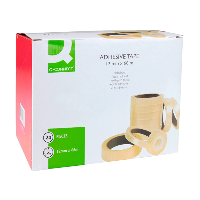 Q-connect Cinta Adhesiva Transparente Encelofanada 66 mt x 12 mm para Embalar 6