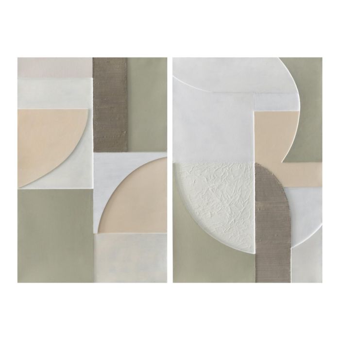 DKD Home Decor Cuadro Abstracto Lienzo MDF Verde Menta Blanco 80x3.5x120 cm (2 Unidades)
