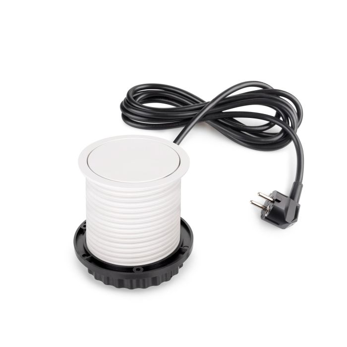 Emuca Multiconector extraíble Vertikal Push diámetro 100mm, 3 enchufes tipo Schuko, 1 USB tipo A, 1 USB tipo C, Acero y Plástico, Pintado blanco 4 Emuca Multiconector extraíble Vertikal Push diámetro 100mm, 3 enchufes tipo Schuko, 1 USB tipo A, 1 USB tipo C, Acero y Plástico, Pintado blanco 4