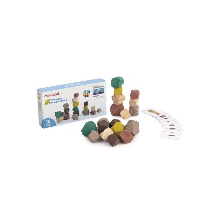 Juego Educat.Miniland Eco: Piedras Apilables 18 Pz. (18 Meses)