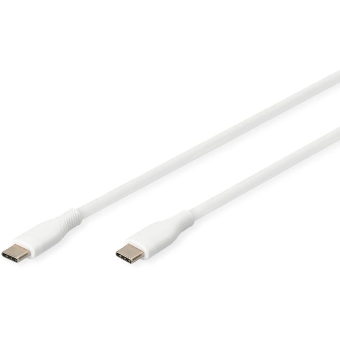 Digitus Cable USB 2.0 Tipo C a Tipo C de Silicona, Macho/Macho, 1m, Blanco