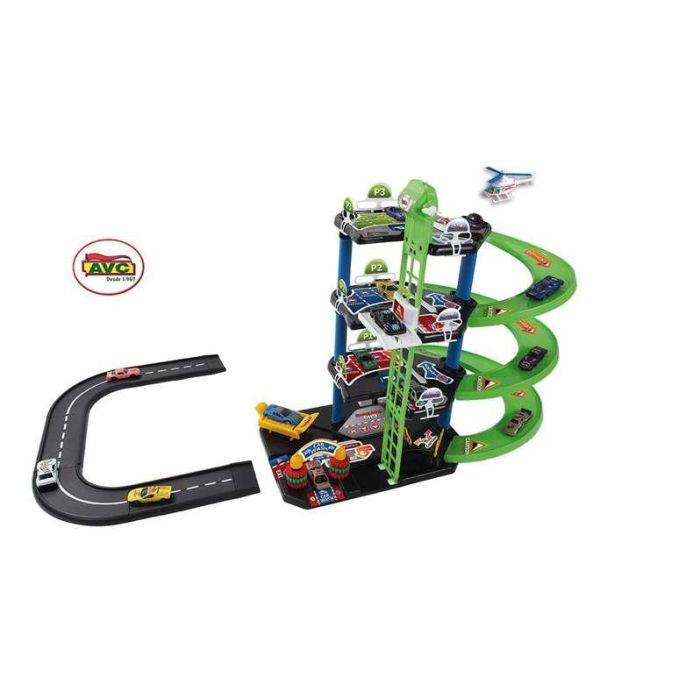 AVC Parking City 3 Plantas con 2 Coches Metal y Helicoptero, 12 Piezas 2