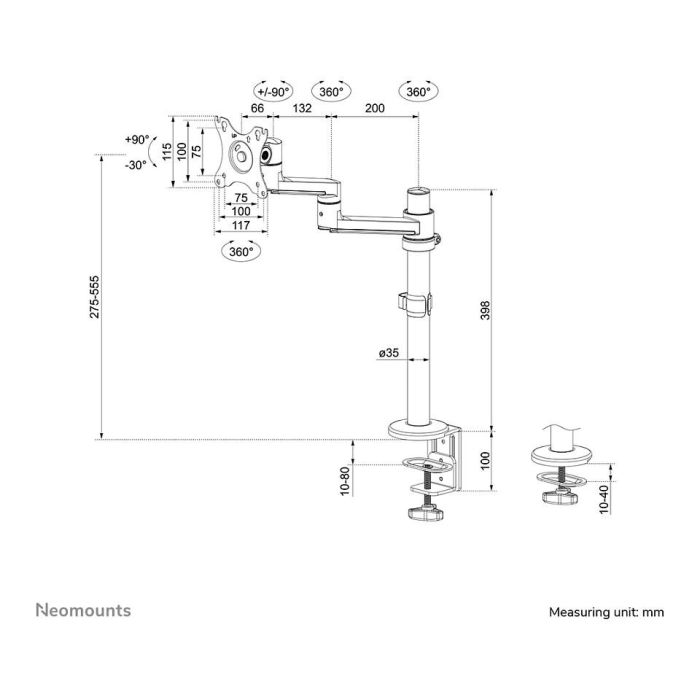 Neomounts DS60-425BL1, Soporte de Pantalla Full Motion, 17-27", Max 8 kg, Modelo T-Rex, Negro 11 Neomounts DS60-425BL1, Soporte de Pantalla Full Motion, 17-27", Max 8 kg, Modelo T-Rex, Negro 11
