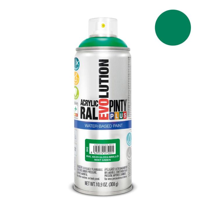 Pinty Plus Pintura Acrílica en Spray Evolution Water-Based RAL 6029 Verde Menta 520 cc