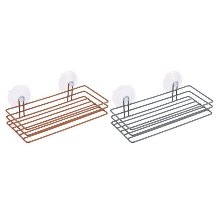 DKD Home Decor Estante de Ducha Moderno de Metal Naranja Gris para Baño, Organización y Almacenamiento, 24,5x11x8 cm (Pack 4 Unidades)