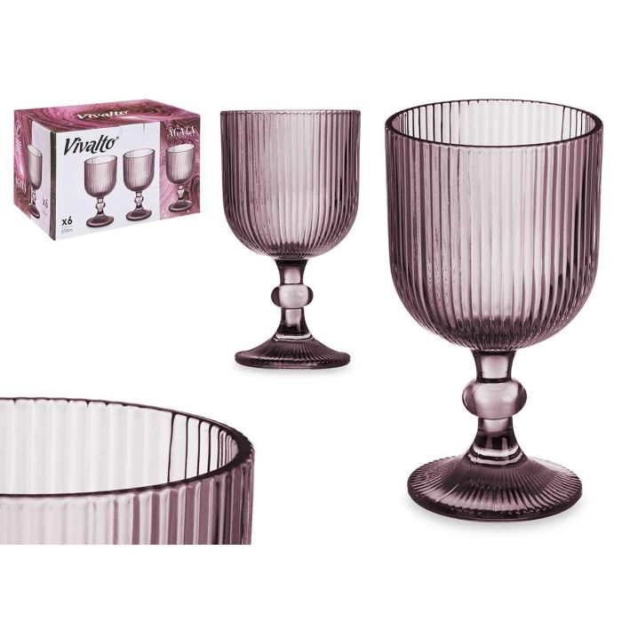 Copa Rosa Rayas 260ml Vivalto - Vidrio, 7.9x14x7.9 cm (24 Unidades) Copa Rosa Rayas 260ml Vivalto - Vidrio, 7.9x14x7.9 cm (24 Unidades)