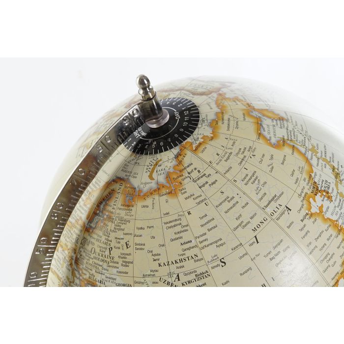 DKD Home Decor Globo Terráqueo Colonial de Mesa, Metal, Plateado y Beige, Bola de 25cm, Dimensiones 28x40x27 cm (Pack de 2 Unidades) 1 DKD Home Decor Globo Terráqueo Colonial de Mesa, Metal, Plateado y Beige, Bola de 25cm, Dimensiones 28x40x27 cm (Pack de 2 Unidades) 1