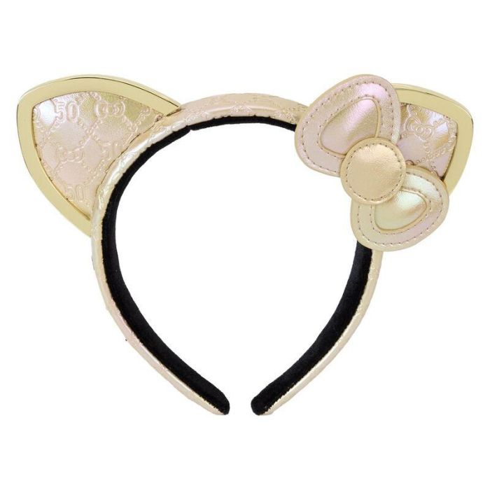 Loungefly Diadema Hello Kitty 50th Anniversary Sanrio Piel Vegana Metalizada Orejas Borde Metálico