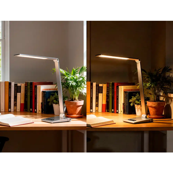 Q-connect Lámpara de Escritorio Sirio LED 13W 800 Lúmenes Táctil 3 Niveles Brillo Regulable Plata 9