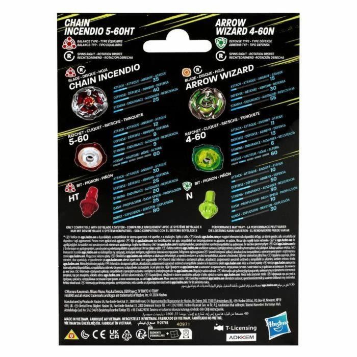 Beyblade X 5-60HT Arrow Wizard 4-60N Juego Chain Incendio, Pack doble tops de batalla, Sistema de Aceleración X, +8 años 1 Beyblade X 5-60HT Arrow Wizard 4-60N Juego Chain Incendio, Pack doble tops de batalla, Sistema de Aceleración X, +8 años 1