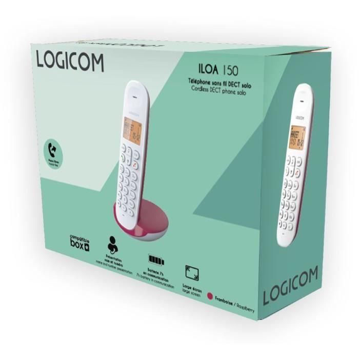 Teléfono inalámbrico fijo - LOGICOM - DECT ILOA 150 SOLO - Frambuesa - Sin contestador automático 3 Teléfono inalámbrico fijo - LOGICOM - DECT ILOA 150 SOLO - Frambuesa - Sin contestador automático 3