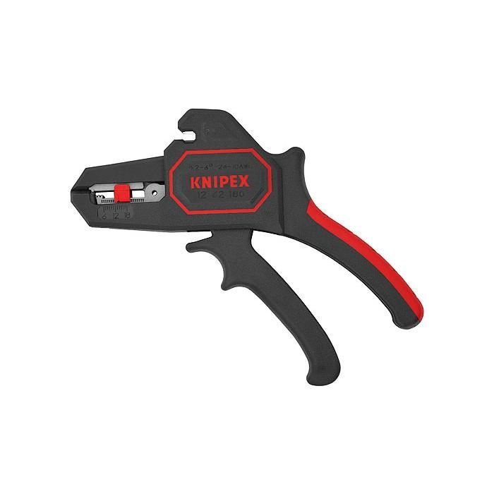 Knipex KP-1262180 - Alicate pelacables automático de 180 mm, Negro/Rojo para cables AWG 10-24