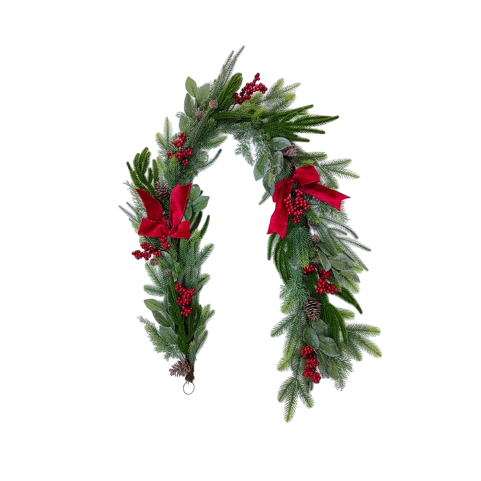 DKD Home Decor Guirnalda de Navidad Tradicional, 35 Leds, Verde Rojo, 180 cm Alto (2 Unidades), de PVC, funciona con Pilas AA