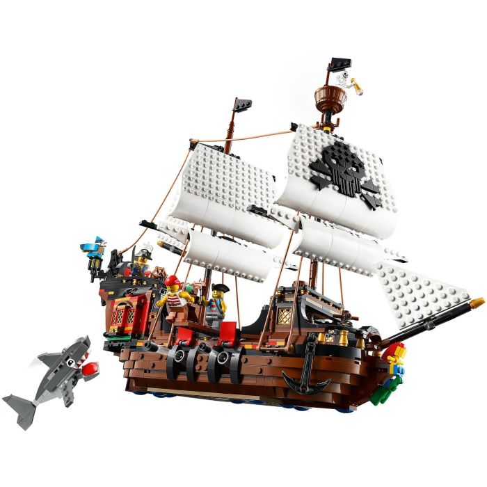 LEGO Creator 3-in-1 31109 Barco pirata con velas móviles, cañones, 3 figuras, tiburón y loro 2