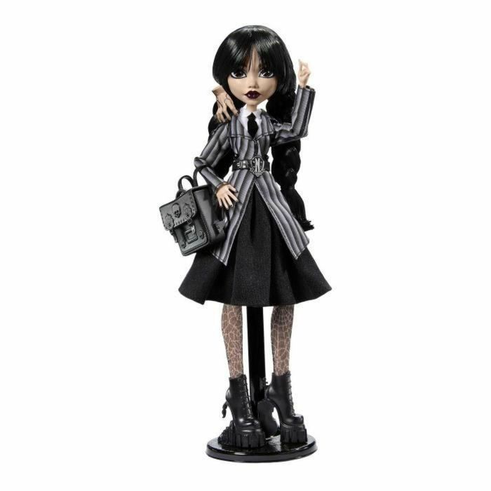 Monster High Muñeca Miércoles Addams en Uniforme con Cosa HXJ04 3