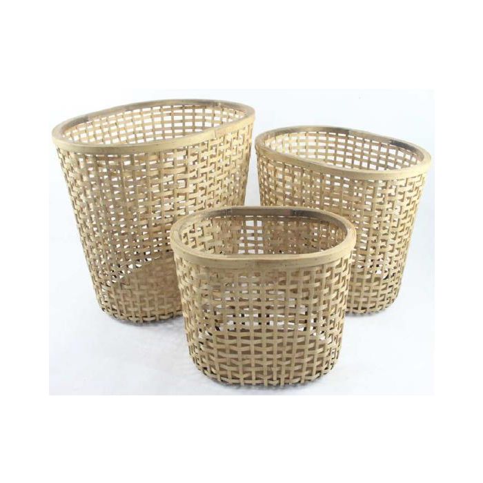 Cesta Tropical DKD Home Decor Marron 43 x 50 x 54.5 cm Set de 3