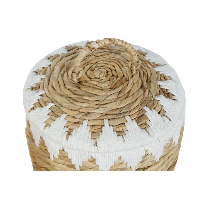 Cesta Boho DKD Home Decor Natural Blanco 35 x 37 x 35 cm Set de 2 1