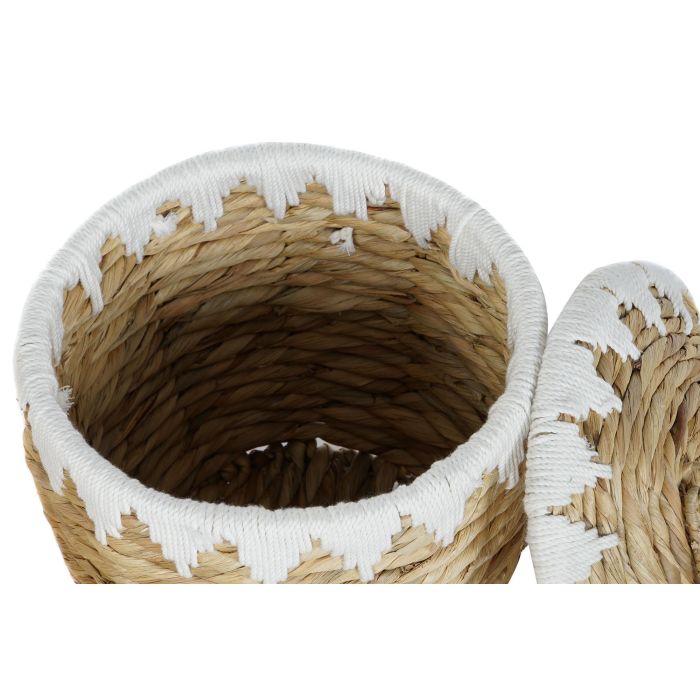 Cesta Boho DKD Home Decor Natural Blanco 35 x 37 x 35 cm Set de 2 2