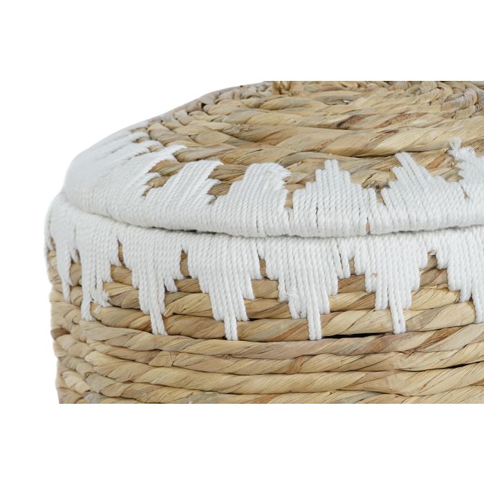 Cesta Boho DKD Home Decor Natural Blanco 35 x 37 x 35 cm Set de 2 3