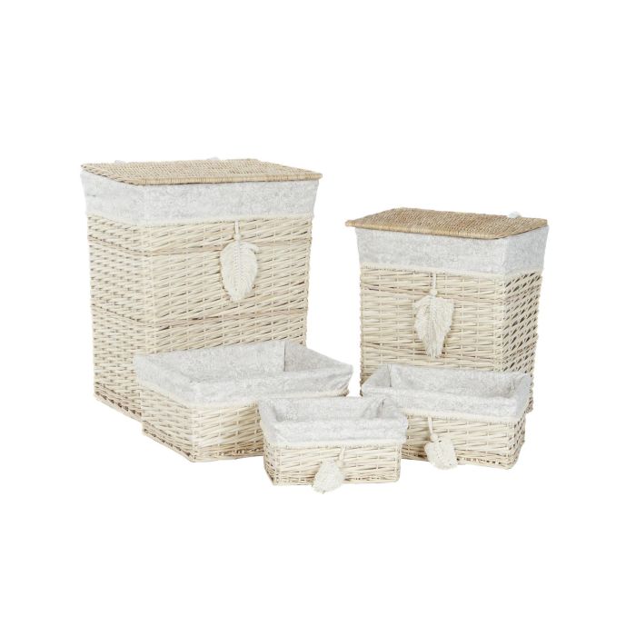 Cesta Ropa Basicos DKD Home Decor Natural Crema 35 x 55 x 47 cm Set de 5 4