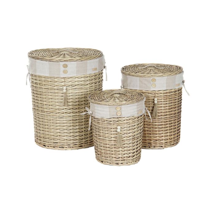 Cesta Ropa Basicos DKD Home Decor Natural Beige 46 x 55 x 46 cm Set de 3 3