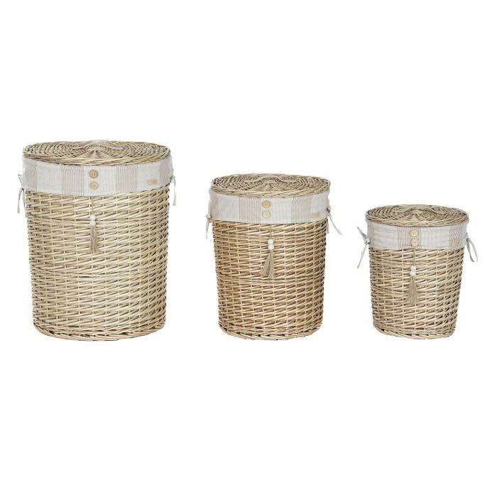 Cesta Ropa Basicos DKD Home Decor Natural Beige 46 x 57 x 46 cm Set de 3