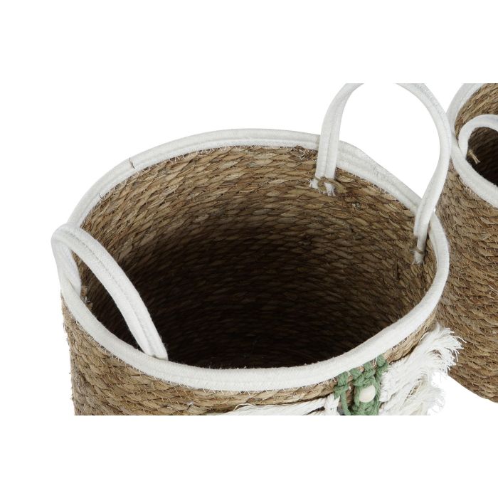 Cesta Tropical DKD Home Decor Natural Verde 39 x 47 x 39 cm Set de 3 (2 Unidades) 1